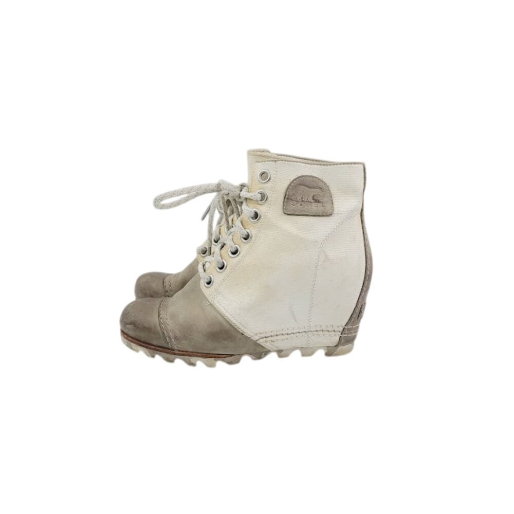 Sorel Women's White Tan 1964 Premium Wedge NL2174-125 Leather Ankle Bootie Sz‎ 7